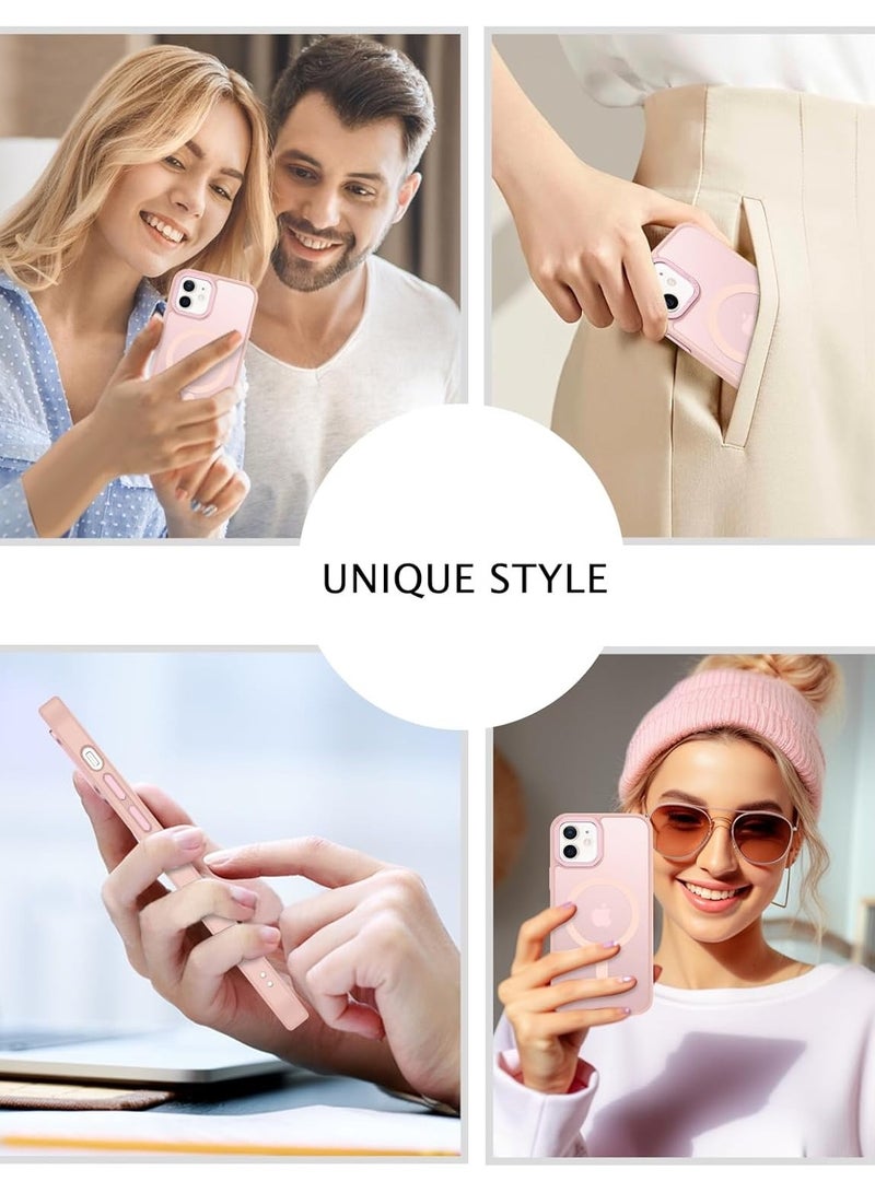 حافظة مغناطيسية لهاتف آيفون 11 مقاس 6.1 بوصة حافظة هاتف شفافة غير لامعة رفيعة مقاومة للصدمات ومضادة للأصفر للنساء والرجال والفتيات والأولاد غطاء واقٍ (وردي) - Image 4