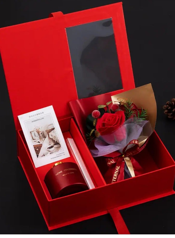 Gifts for Women for Birthday Women's Day Mother's Day,BOUQUET Gifts for Women,A Bottle Of Home Fragrance And Sticks Gift Set for Women With luxurious Box