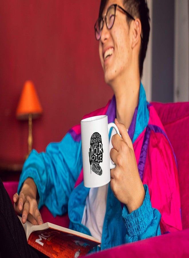 Kropsis Speak Your Mind Even If Your Voice Shakes Double-Sided Ceramic Coffee Mug Tea Cup White - Image 5