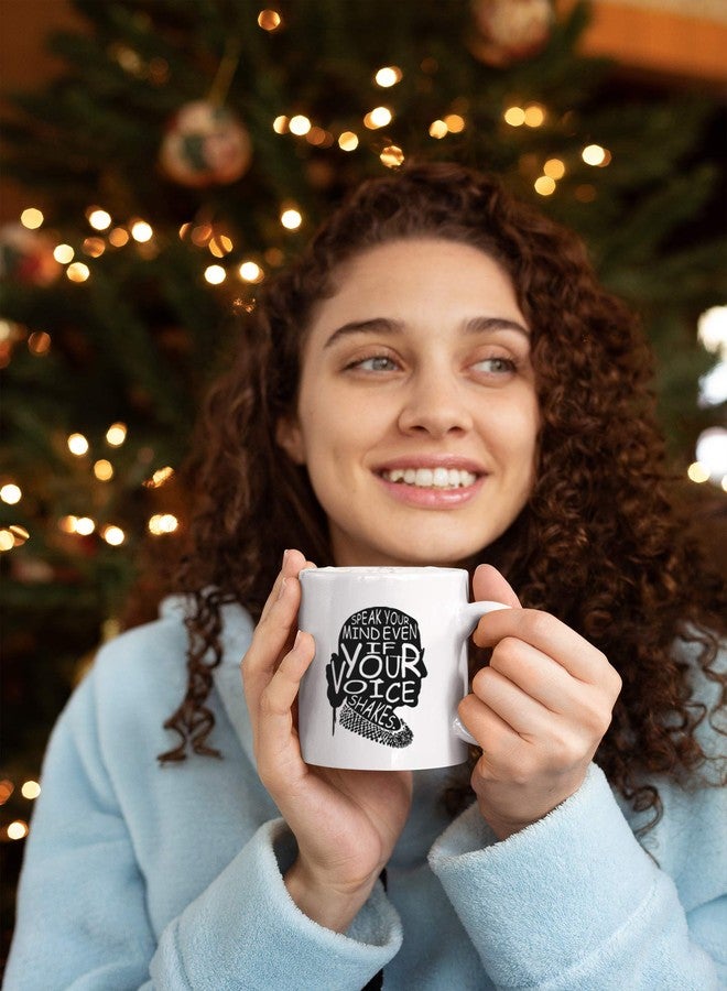 Kropsis Speak Your Mind Even If Your Voice Shakes Double-Sided Ceramic Coffee Mug Tea Cup White - Image 2