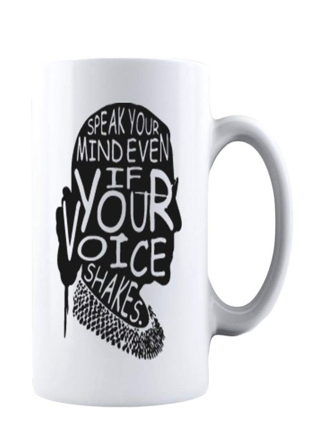 Kropsis Speak Your Mind Even If Your Voice Shakes Double-Sided Ceramic Coffee Mug Tea Cup White - Image 1