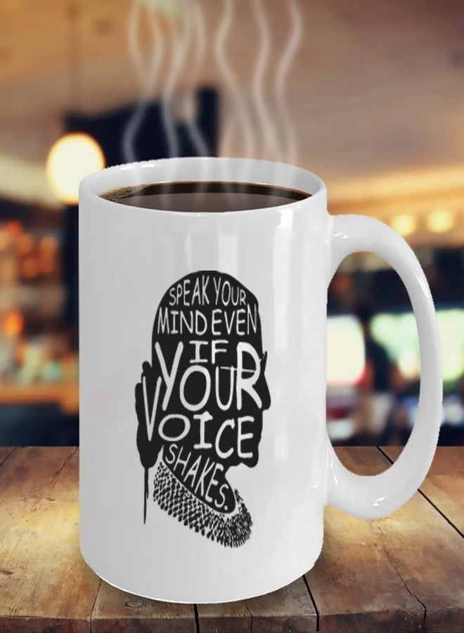 Kropsis Speak Your Mind Even If Your Voice Shakes Double-Sided Ceramic Coffee Mug Tea Cup White - Image 3