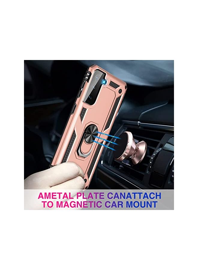 KASTWAVE Case For Samsung S21 Fe Case Heavy Duty Hard Armor Military Anti Fall Shockproof Bumper Rugged With Magnetic Ring Kickstand Cover For Samsung Galaxy S21 Fe 5G Cases 2022 S21Fe Rose Gold - Image 4