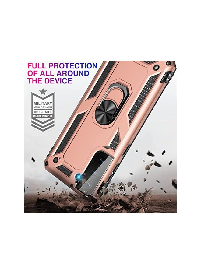KASTWAVE Case For Samsung S21 Fe Case Heavy Duty Hard Armor Military Anti Fall Shockproof Bumper Rugged With Magnetic Ring Kickstand Cover For Samsung Galaxy S21 Fe 5G Cases 2022 S21Fe Rose Gold - Image 3