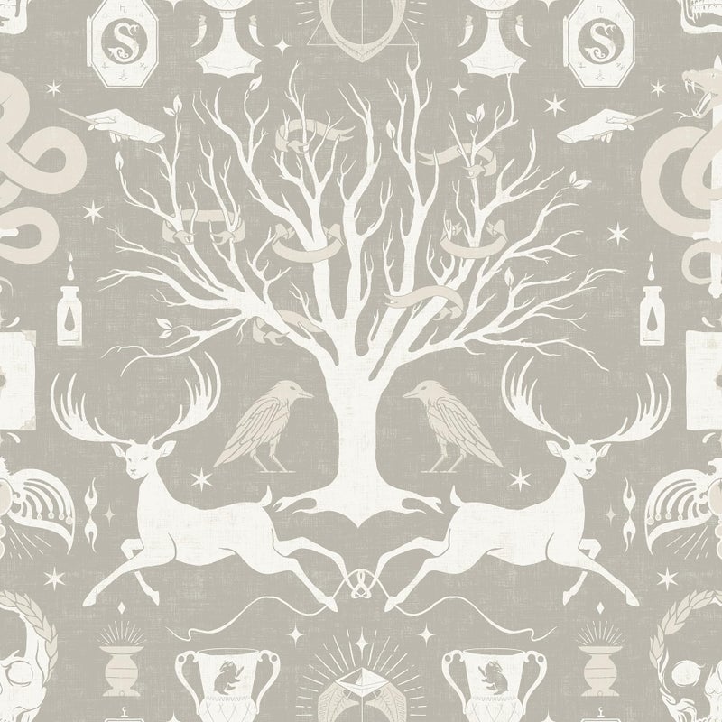 RoomMates Harry Potter Horcrux Grey Damask Peel and Stick Wallpaper RMK12782PLW