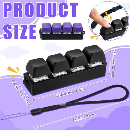Ferreve 2 Pcs Keyboard Fidget Toys Fidget Clicker Keyboard FourButton Clicker Keychain Button ADHD Stress Relief Gifts for Adult to Relief Stress Pass The TimeBlack Purple - Image 5