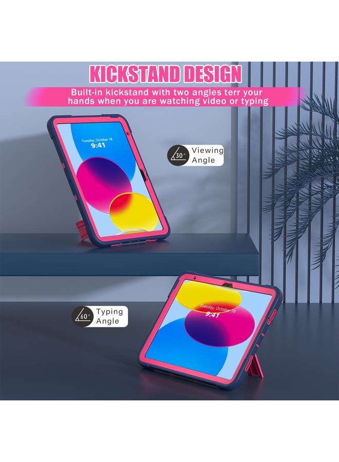 زبون حافظة لجهاز iPad 2025 / 2022 بلون متباين من السيليكون + حافظة كمبيوتر لوحي مع حامل - Image 5