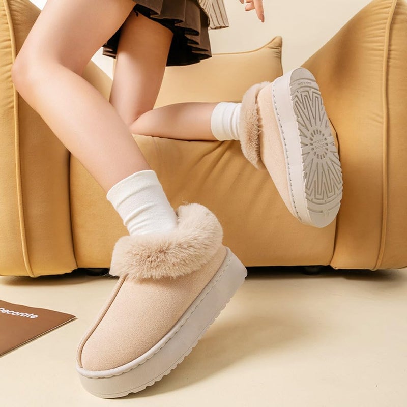ShuYo Fuzzy Collar Warm Shoes for Women and Men, Non-slip Fluff Memory Foam Closed-back Winter Slippers, Faux Wool Outdoor Indoor House Shoes (Pink, Adult, Women, 8, Numeric Range, US Footwear Size System, 9, Medium) - Image 3