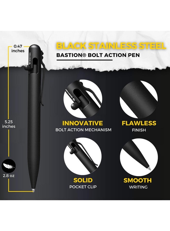 Bastion Luxury Carbon Fiber Bolt Action Pen Durable Professional Ballpoint Pen For Travel School And Work Birthday Gift Idea Black Stainless Steel - Image 4