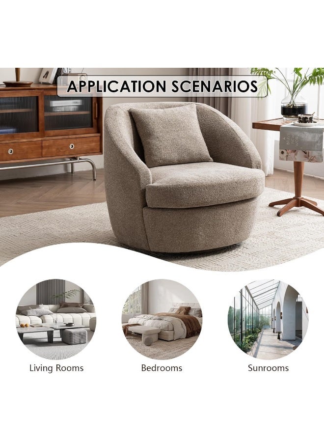 Poppins Home Modern Swivel Accent Chair â€“ Upholstered Wide-Seat Barrel Chair with 360Â° Rotation, Ideal for Living Room and Bedroom Reading Sofa (Light Mint-Green) - Image 2