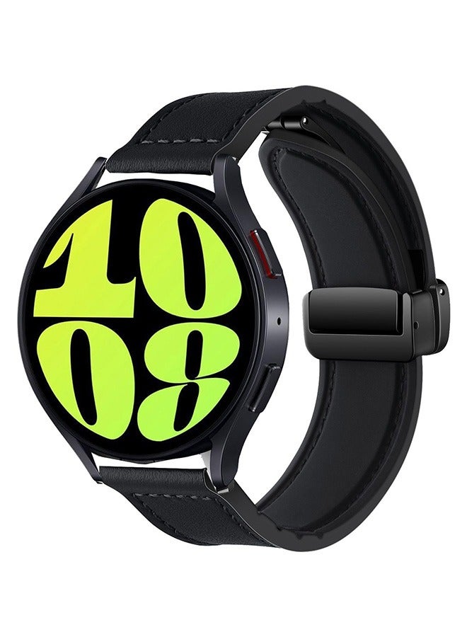 S-Color 20mm Leather Strap Compatible with Galaxy Watch 6 40/44mm/Watch 6 43/47mm/Galaxy Watch 5 Pro 45mm/Watch5 40/44mm/Watch 4 Replacement Band Compatible with Huawei GT2 GT3/42mm Black - Image 2