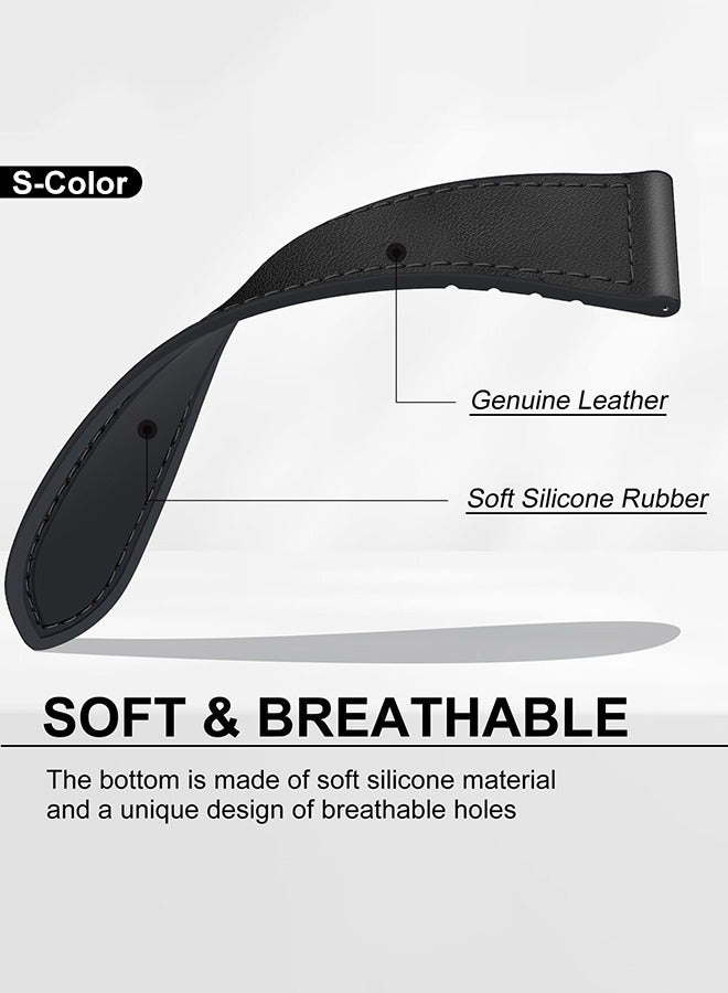 S-Color 20mm Leather Strap Compatible with Galaxy Watch 6 40/44mm/Watch 6 43/47mm/Galaxy Watch 5 Pro 45mm/Watch5 40/44mm/Watch 4 Replacement Band Compatible with Huawei GT2 GT3/42mm Black - Image 4
