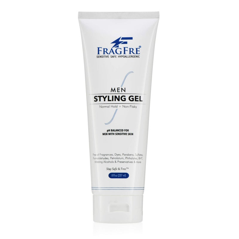 FRAGFRE Men Hair Styling Gel Fragrance Free 8 oz - pH Balanced for Men with Sensitive Skins - Not Too Firm or Too Light - Just Normal Hold for Normal Hair Styles - Hypoallergenic (Bumps Be Gone!) - Image 1