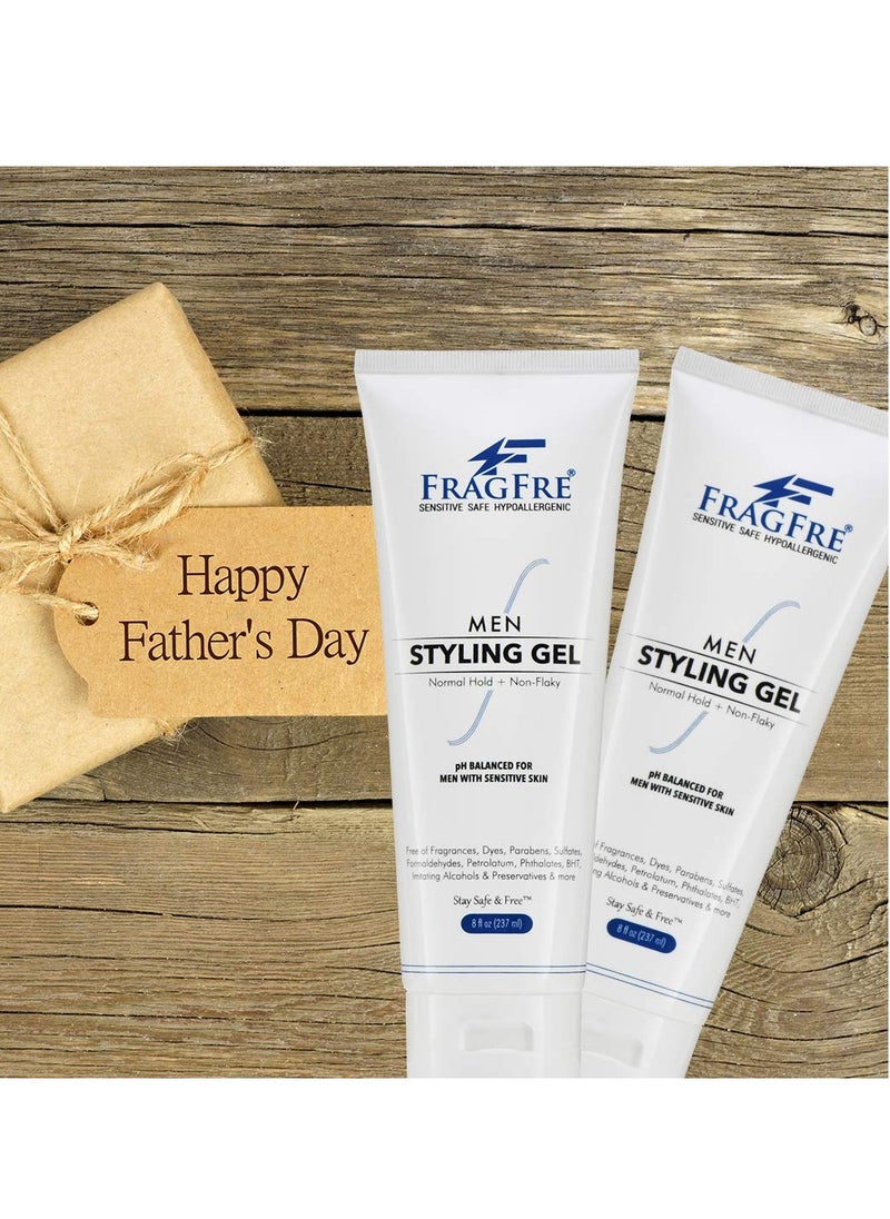 FRAGFRE Men Hair Styling Gel Fragrance Free 8 oz - pH Balanced for Men with Sensitive Skins - Not Too Firm or Too Light - Just Normal Hold for Normal Hair Styles - Hypoallergenic (Bumps Be Gone!)  - Image 2