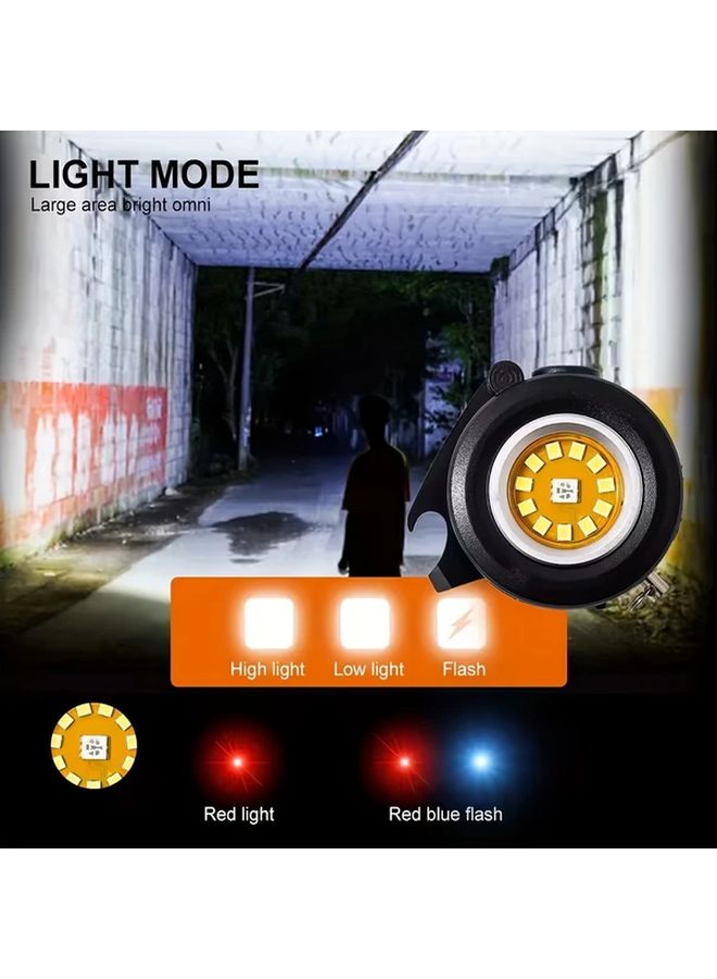 Mini Keychain Flashlight COB Black RGB Color Changing USB Rechargeable Magnet Portable Lantern - Image 2