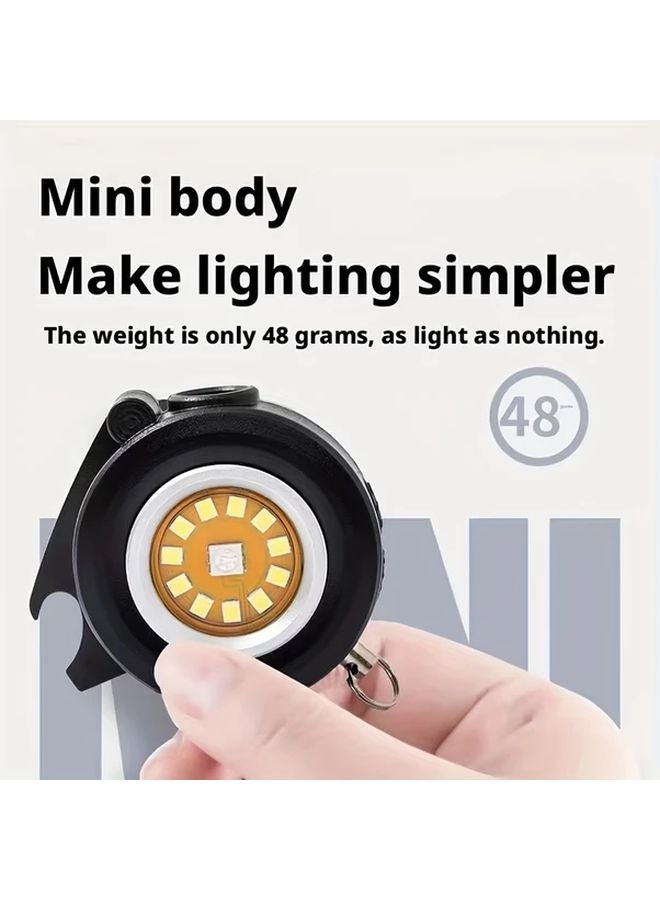 Mini Keychain Flashlight COB Black RGB Color Changing USB Rechargeable Magnet Portable Lantern - Image 3