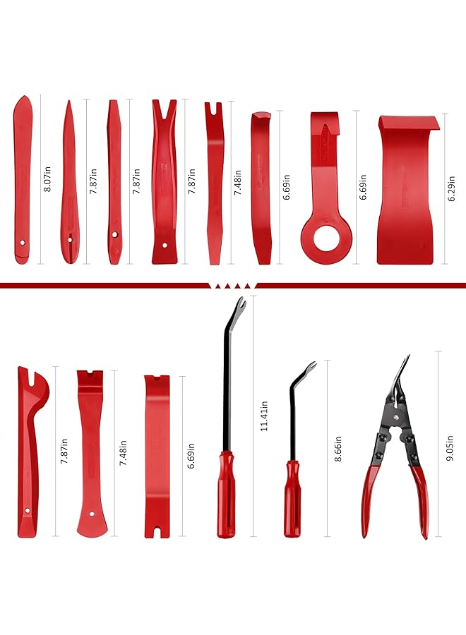 Excefore Auto Trim Removal Tool Kit, Auto Clip Pliers Fastener Terminal Remover Set, Car Panel Dash,Door, Radio Removal Installer Pry Tools Kit, Upholstery Removal Kit, With Storage Bag (19 Pcs Red) - Image 5