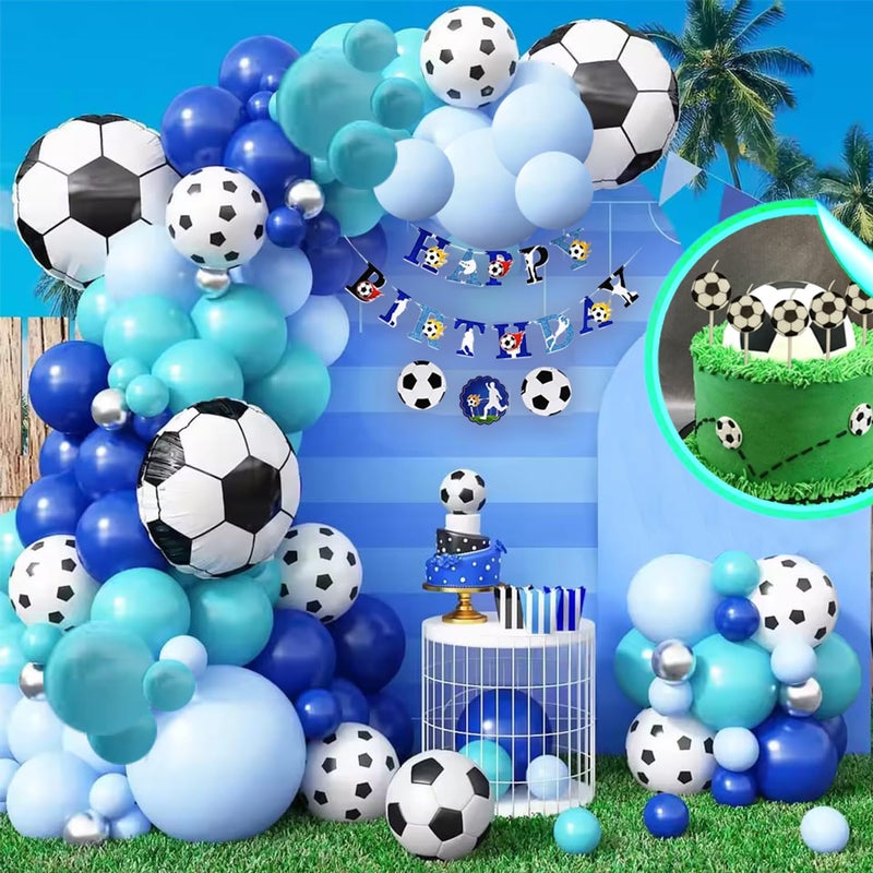 Partysanthe زينة حفلات كرة القدم من PartySanthe 63 قطعة لوازم حفلات عيد الميلاد كرة القدم لافتة عيد ميلاد سعيدة بالون كرة القدم مجموعة زينة حفلات كرة القدم حزمة من 63 قطعة - Image 2