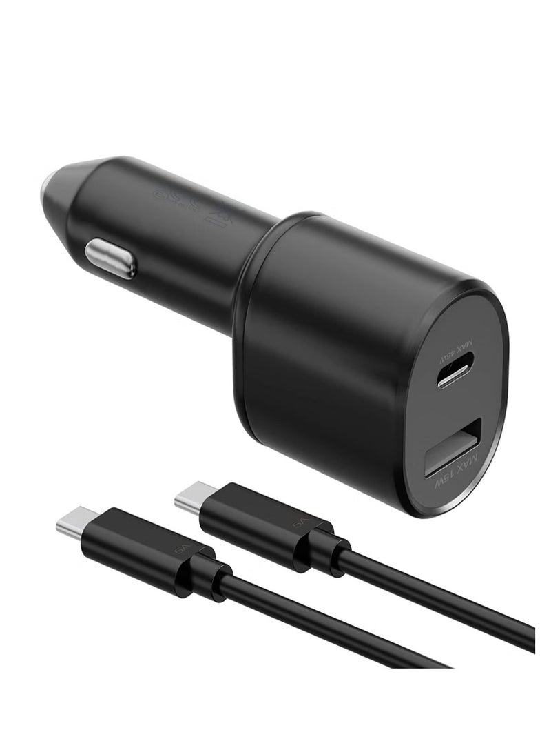 45w Car Charger Super Fast Charge 2.0 Dual Port (45W+15W) with USB C to C Cable for Samsung Galaxy S24/S23/S22/S23 Ultra/ S21 Plus 5G, Note 20/10+ 5G Z Fold 5 5G, S20/Note 20, Tab S9/S9+ - Image 1