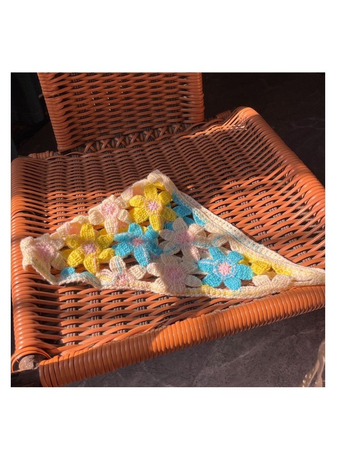 Crochet Head Scarf, Knit Bandana Headband for Women, Floral Tie-Back Head Coverings, Hair Bandanas for Girls, 3PCS, Blue & Pink & Purple - Image 2