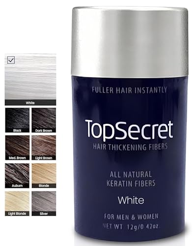 Top Secret Hair Thickening Building Fibers Refills Undetectable Natural Hair Filler for Men Women Instantly Fill In Fine Thinning Hair Weather Sweat Resistant White Regular - Image 1