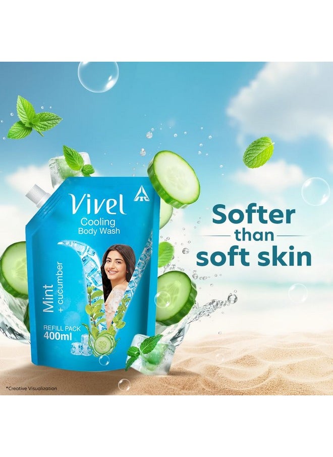 Vivel - Cooling Body Wash, Mint & Cucumber Shower Gel, 400 Ml Supersaver Refill Pouch, Moisturizing & Fragrant Bodywash, For Soft, Smooth & Fresh Skin, Refreshing Shower Gel, For Women & Men - Image 1