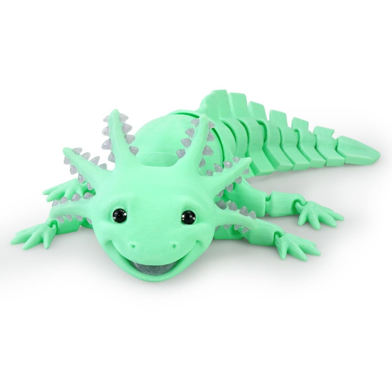 TiTiC 3D Printed Axolotl Fidget Toy 3D Printed Animals ToyArticulated Flexible Axolot Fidget Toy Fun Gift Mint Green 10 in - Image 3