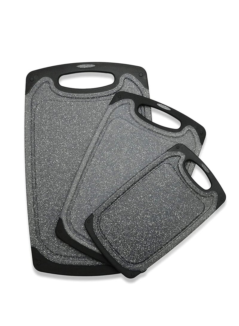 نجوى ألواح تقطيع للمطبخ، طقم ألواح تقطيع كبيرة-صغيرة الحجم من 3 ألواح تقطيع، آمنة للغسل في غسالة الأطباق، أخدود عصير، مقبض سهل الإمساك به، لوح تقطيع مطاطي مانع للانزلاق - Image 1