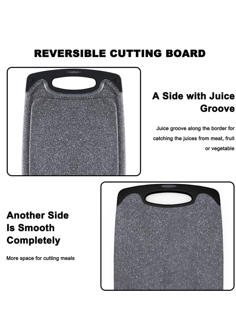 نجوى ألواح تقطيع للمطبخ، طقم ألواح تقطيع كبيرة-صغيرة الحجم من 3 ألواح تقطيع، آمنة للغسل في غسالة الأطباق، أخدود عصير، مقبض سهل الإمساك به، لوح تقطيع مطاطي مانع للانزلاق - Image 3