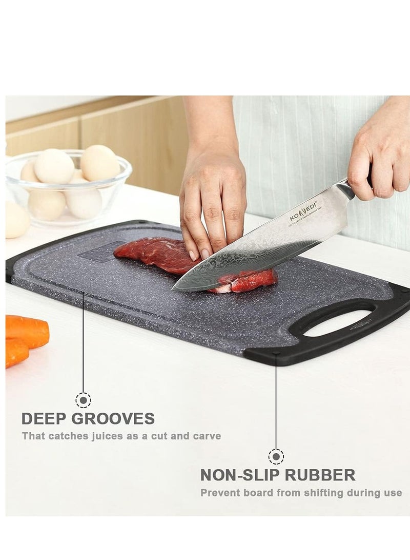 نجوى ألواح تقطيع للمطبخ، طقم ألواح تقطيع كبيرة-صغيرة الحجم من 3 ألواح تقطيع، آمنة للغسل في غسالة الأطباق، أخدود عصير، مقبض سهل الإمساك به، لوح تقطيع مطاطي مانع للانزلاق - Image 4