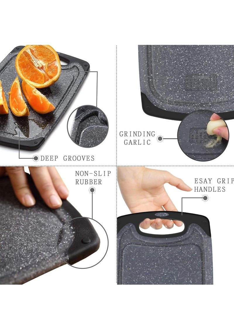 نجوى ألواح تقطيع للمطبخ، طقم ألواح تقطيع كبيرة-صغيرة الحجم من 3 ألواح تقطيع، آمنة للغسل في غسالة الأطباق، أخدود عصير، مقبض سهل الإمساك به، لوح تقطيع مطاطي مانع للانزلاق - Image 5
