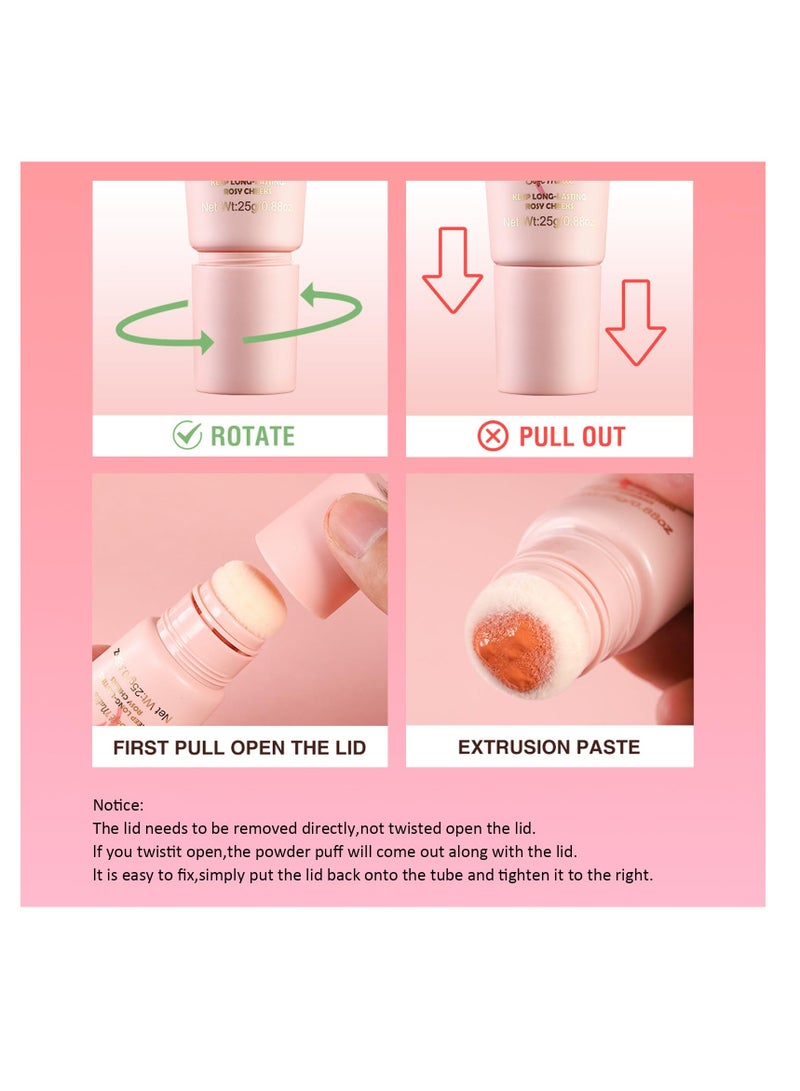 SYOSI Cream Blush, Soft Lightweight Liquid Blush - Long-lasting Blendable Blush Stick Blushers for Cheeks Make Up, Highly Pigmented, Smudge Proof - Natural Looking Matte Finish Dewy Cheek Tint (# 06) - Image 3