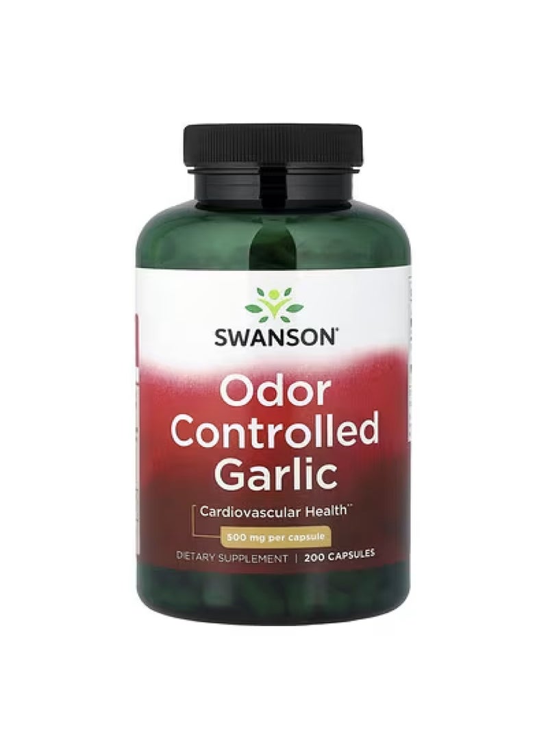 سوانسون ثوم مُتحكم في الرائحة، 500 ملغ، 200 كبسولة