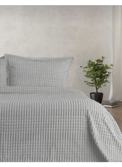MERINOS Modern Line 3 Piece Blanket Set Light Grey  - Image 1