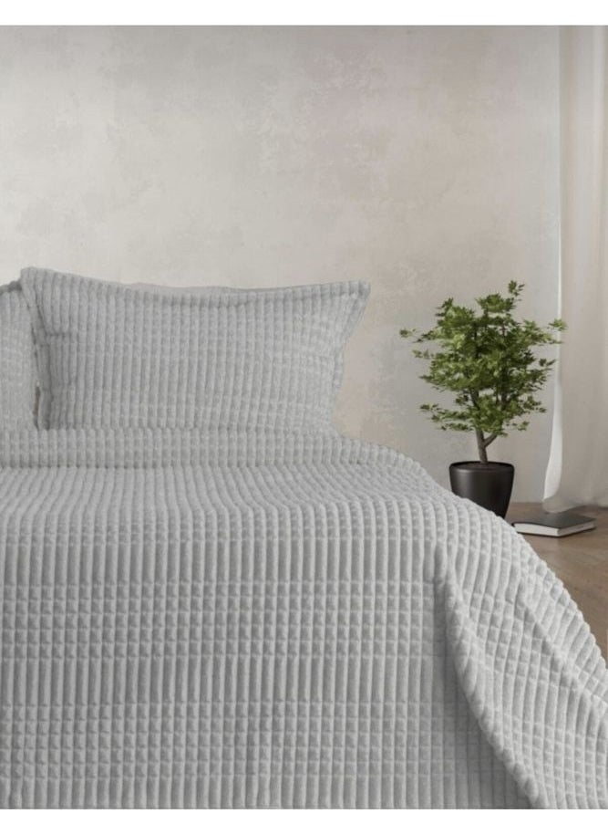 MERINOS Modern Line 3 Piece Blanket Set Light Grey  - Image 1