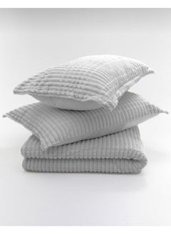 MERINOS Modern Line 3 Piece Blanket Set Light Grey  - Image 2