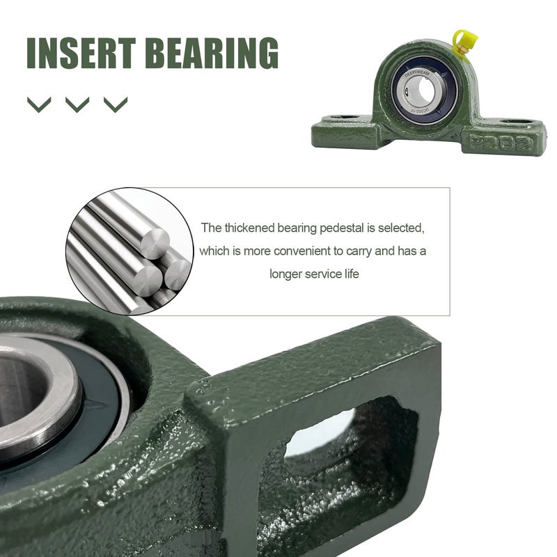 DEEPDREAM 2 Pcs UCP202-10 Pillow Block Bearing 5/8 inch Bore Mounted Pillow Bearing Cast Iron Base and Self Aligning Chrome Bearing - Image 5