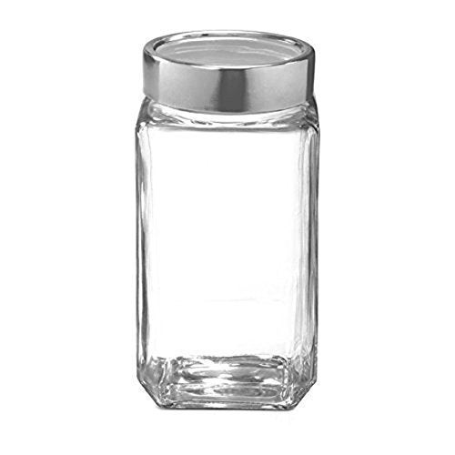 castanea Airtight Cube Glass 1kg Jars Set for Kitchen Storage (1000 ml, Transparent) - Image 1