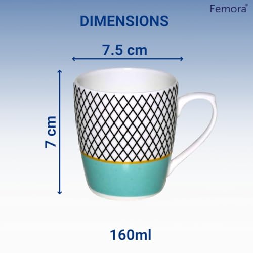 Femora Ceramic Demitasse 5.9 Oz Espresso Cups, Cappuccino Cups Ceramic Demitasse Cups Small Coffee Cups for Latte Mocha Milk Tea, Set of 5.9, Assorted Colors - Image 2