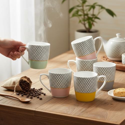 Femora Ceramic Demitasse 5.9 Oz Espresso Cups, Cappuccino Cups Ceramic Demitasse Cups Small Coffee Cups for Latte Mocha Milk Tea, Set of 5.9, Assorted Colors - Image 1