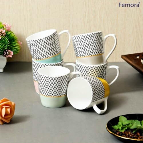 Femora Ceramic Demitasse 5.9 Oz Espresso Cups, Cappuccino Cups Ceramic Demitasse Cups Small Coffee Cups for Latte Mocha Milk Tea, Set of 5.9, Assorted Colors - Image 4