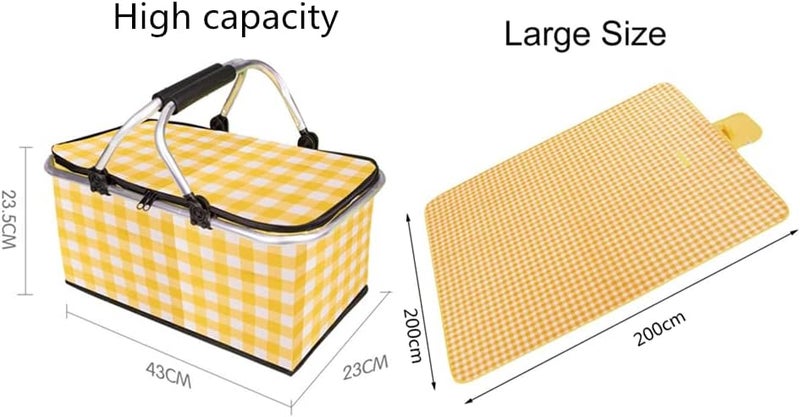 Hawaii Picnic Mat and Basket,Beach and Desert Mat,Foldable Cooler Bag and Picnic Blanket,2M*2M Large Size Waterproof and Sandproof Camping Mat (Mat and Basket) - Image 3