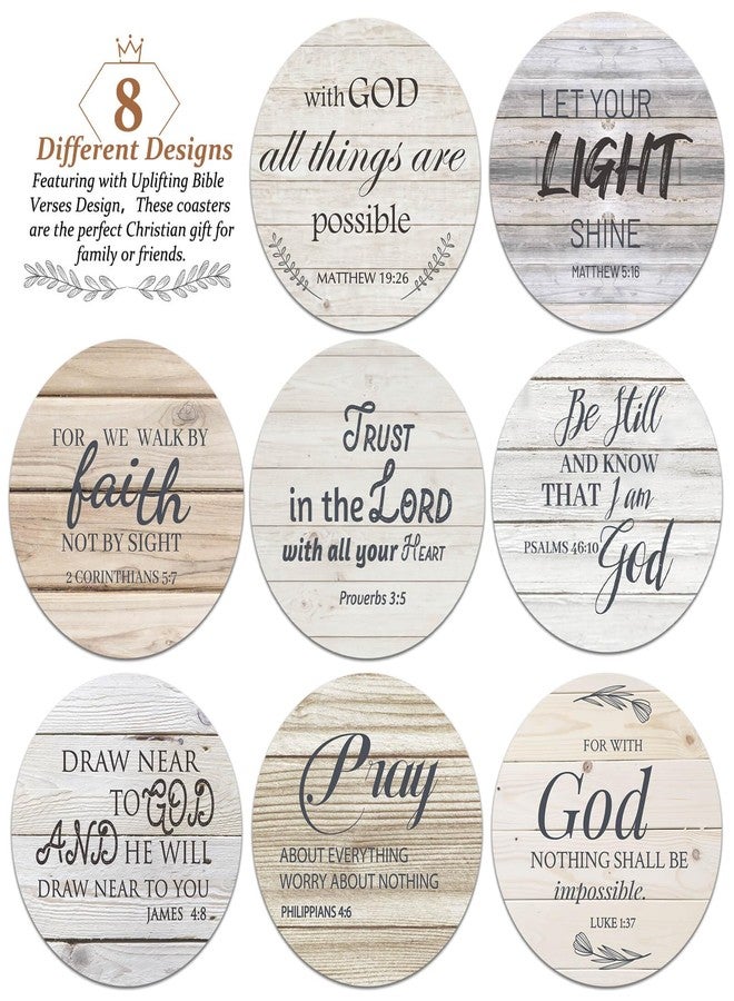 Billbotk Ceramic Coasters with Bible Verses, Christian Coasters Set of 8 with Holder, Absorbent Drink Coasters for Christian Gifts and Home Decor, 4 Inches - Image 4