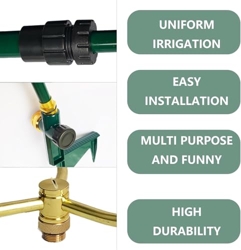 Hourleey 3Arm Garden Sprinkler 2 Pack HighRise Lawn Sprinkler with Adjustable Telescoping Base 360 Degree Rotation Sprinklers for Large Area Coverage Gardening Watering Lawn Irrigation System - Image 3