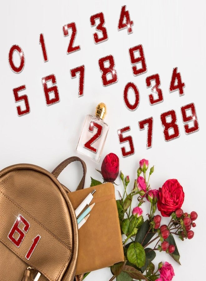 BINBE 72 Pcs Rhinestone Letter Stickers Crystal Alphabet A-Z Letters & 0-9 Number Self-Adhesive Letter Patches Bling Glitter Letter Number Stickers for Clothing Craft Decor（Red） - Image 5