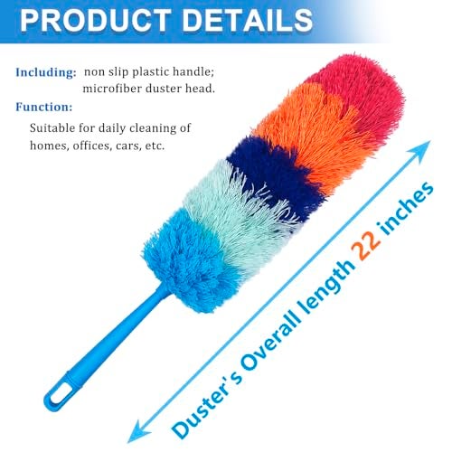 HDongany 2 Pack 22-Inch Rainbow Reusable Microfiber Dusters,Bendable and Washable Feather Duster for Everyday Cleaning in Home, Library, Office, Car, and More - Image 2