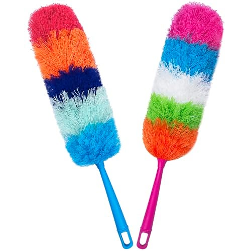 HDongany 2 Pack 22-Inch Rainbow Reusable Microfiber Dusters,Bendable and Washable Feather Duster for Everyday Cleaning in Home, Library, Office, Car, and More - Image 1