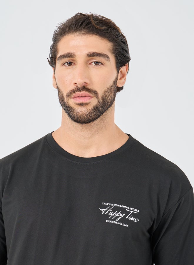 Styli Slogan Print Round Neck Oversized T-Shirt - Image 3