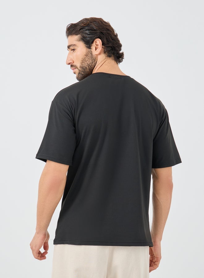 Styli Slogan Print Round Neck Oversized T-Shirt - Image 4