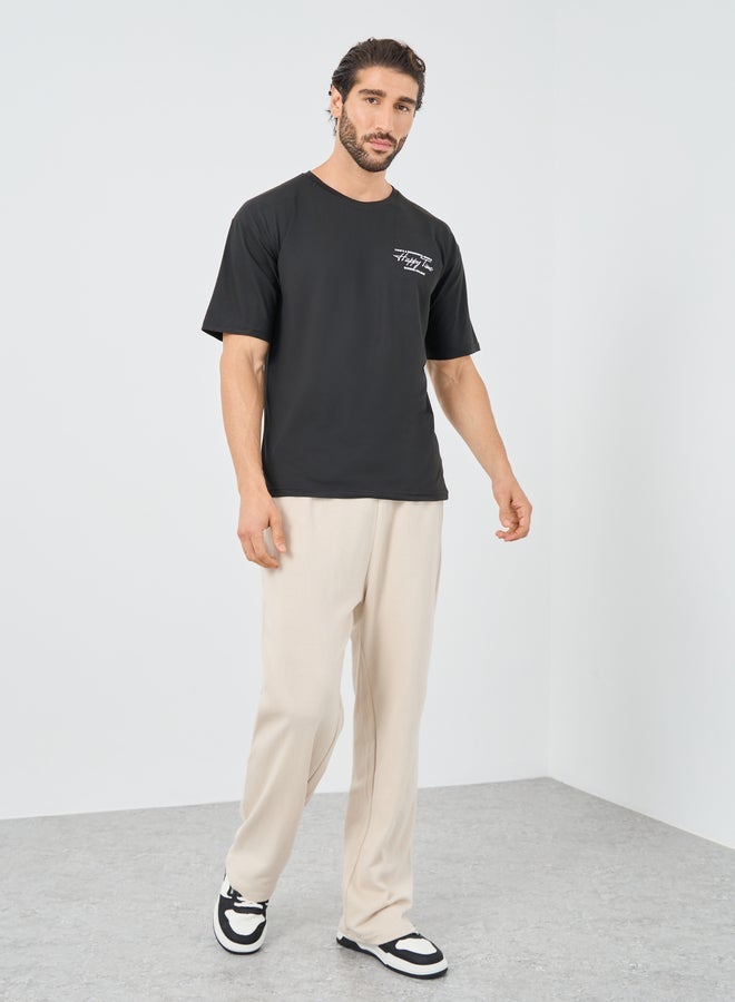 Styli Slogan Print Round Neck Oversized T-Shirt - Image 2